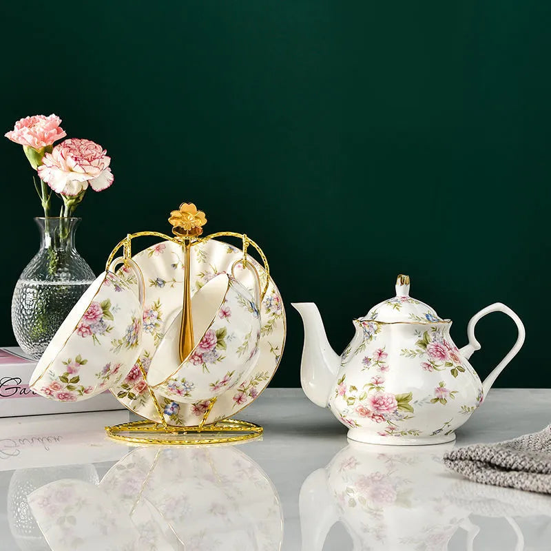 Théière en porcelaine vintage, théière à décor de fleurs Théière en porcelaine vintage, théière à décor de fleurs