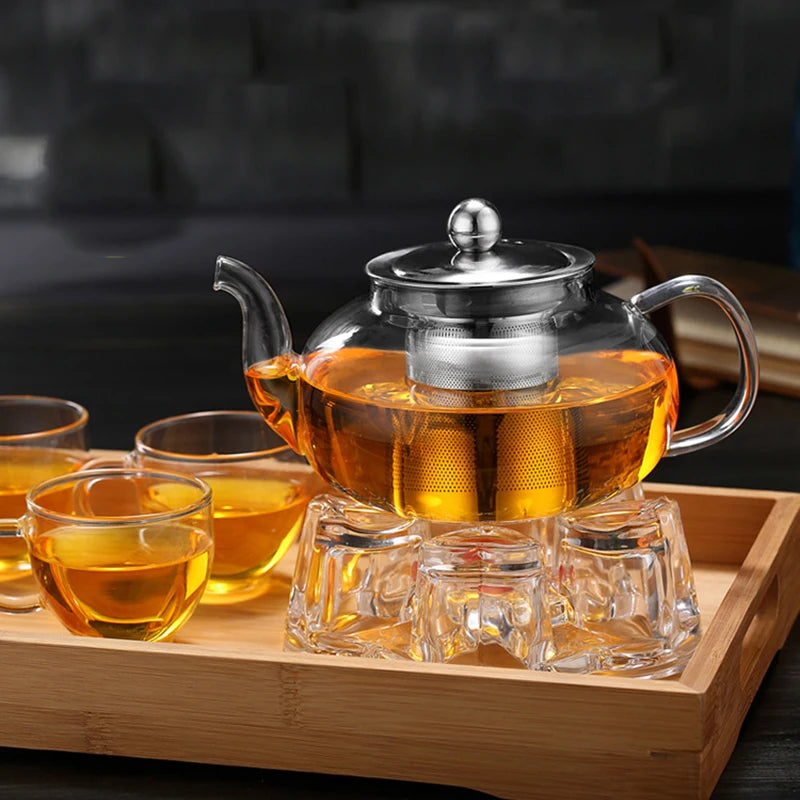 Théière En Verre Résistant à La Chaleur, 750 Ml Avec Filtre Inox Intégré, Pour 4 Tasses