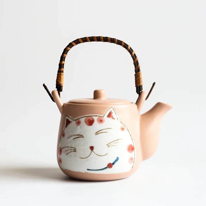 Théière en céramique en forme de chat Blanc Petite théière 600ml Théières mignonnes pour Halloween Cadeau de Noël Théières Accessoires de cuisine décoratifs