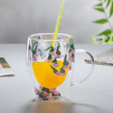 Tasse en Verre Double Paroi avec Fleurs séchées