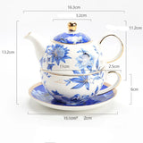 Théière Solitaire en Porcelaine <br> Blanche et Bleue 370ml