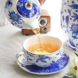 Théière Solitaire en Porcelaine <br> Blanche et Bleue 370ml