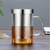 Tasse en Verre avec Infuseur et Couvercle Inox