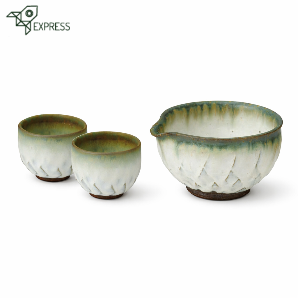 WSSSH Bol à thé Vert Matcha Chawan avec Bec verseur Poterie Grand Bol à thé en grès à Large Ouverture