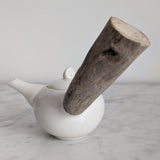 Théière en Porcelaine Blanche <br> Anse Bois 140-160ml