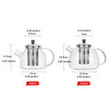 Théière en Verre avec Infuseur Inox <br> 800-1500ml
