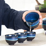 Théière Chinoise Emaillée Bleue <br> Service Gaiwan 200ml