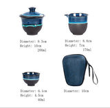Théière Chinoise Emaillée Bleue <br> Service Gaiwan 200ml