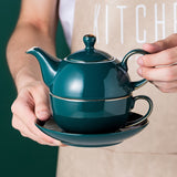 Service à Thé en Porcelaine Verte