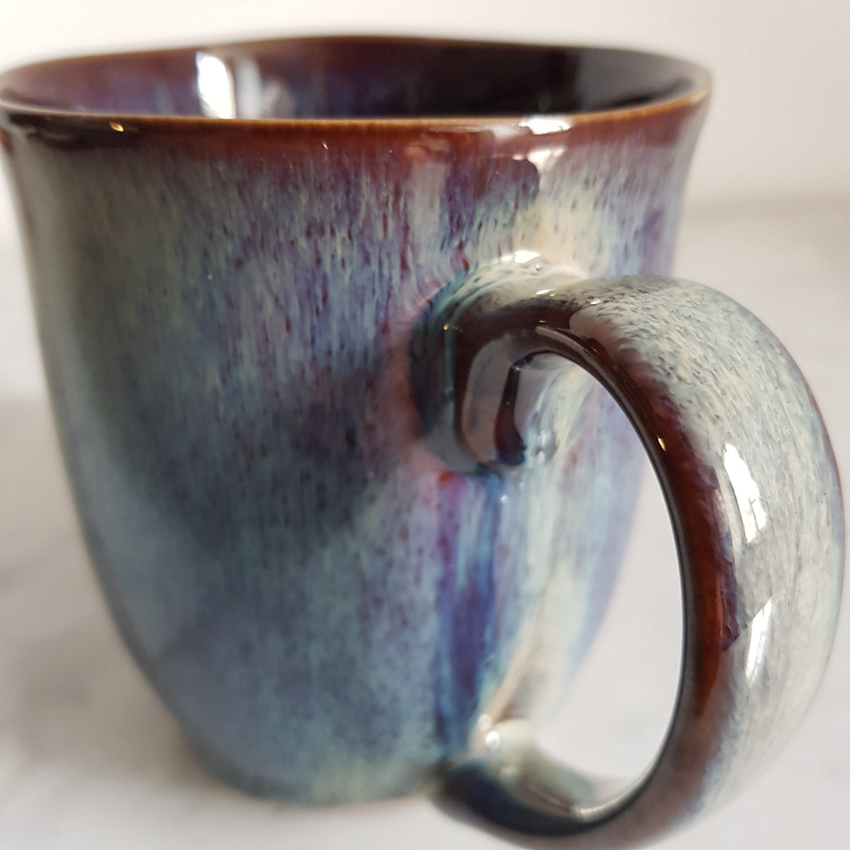 SECELES Tasse à café en céramique de 500ml,Grande tasse mug faite à main  pour bureau et maison, Boissons chaudes et froides, taux de micro - ondes  et sécurité du congélateur (bleu brouillard) 