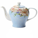 théière porcelaine bleue à fleurs