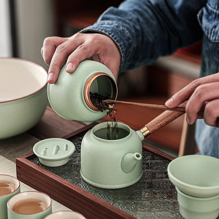 Théière Chinoise Gaiwan En Céramique - 200 Ml, Noir Et Or, Pour Cérémonie Du Thé Kung Fu (Dehua)