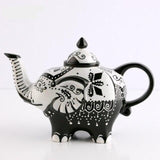 Théière éléphant noir et blanc
