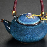Théière émaillée bleue