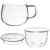 tasse en verre avec infuseur et couvercle