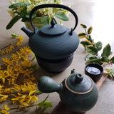 Théière en Fonte Plate <br> Verte Wazuqu Itome 1L