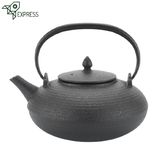 Théière en Fonte Plate Noire
