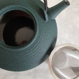 Théière en Fonte Plate <br> Verte Wazuqu Itome 1L