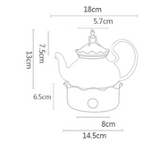 Théière en Verre et Porcelaine <br> avec Réchaud 600ml