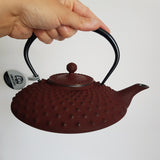 Théière en Fonte Plate Rouge