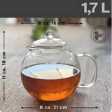 Théière en Verre et Inox <br> 0.85-1.3L-1.7L