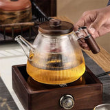 Théière à Vapeur <br> Verre et Bois 1L