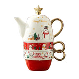 Théière et tasses Bonhomme de neige