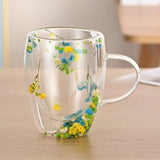 Tasse Verre Double Paroi Fleurs Séchées