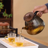 Théière à Vapeur <br> Verre et Bois 1L