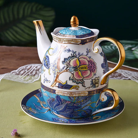 Chacult théière solitaire céramique bleu/vert/gris motifs Chacult théière solitaire céramique bleu/vert/gris motifs