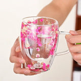 Tasse en Verre Fleurs Roses