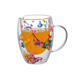 Tasse Verre Double Paroi avec Fleurs