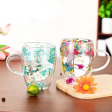 Tasse en Verre avec Double Paroi fleurie