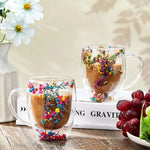 Mug Verre Double Paroi Fleurs