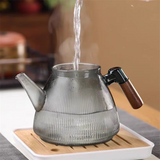 Théière à Vapeur <br> Verre et Bois 1L