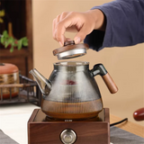 Théière à Vapeur <br> Verre et Bois 1L