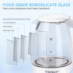 Bouilloire électrique Lumineuse <br> Verre 1.7L