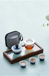 YMEEI Mini Gaiwan Ceramic Tea Set Travel Kung Tea Set With Carrying Bag Chinese Tea Ceremony Strainer Infuser Tea Bowls Drink