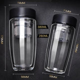 Mug Infuseur en Verre Double Paroi <br> avec couvercle 280-380ml