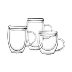 Tasse en verre double paroi couvercle verre