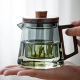 Théière en Verre et Bois