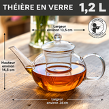 Théière en Verre avec Filtre en Verre <br> 800 ml - 1,2 L