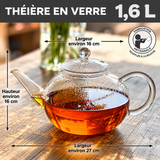 Théière verre et inox <br> avec infuseur 1,6 L