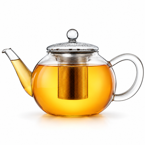 Théière verre et inox <br> avec infuseur 1,6 L