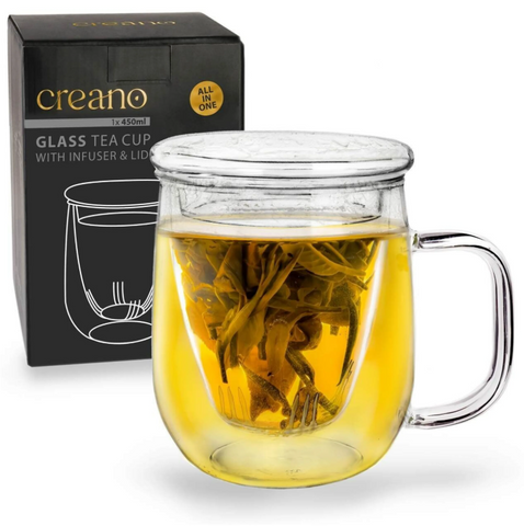 Mug Infuseur en Verre <br> avec couvercle 450ml