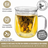 Mug Infuseur en Verre <br> avec couvercle 450ml