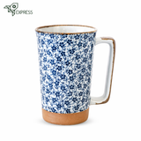 Mug japonais Bleu <br> Fleurs 400ml