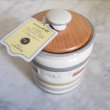 Boîte à thé céramique couvercle bois