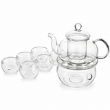 Service à thé en verre <br> 6 tasses double paroi 600ml