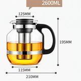 Théière verre et plastique <br> avec filtre inox 2,6 L